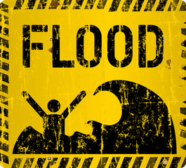 flood warning sign,  vector illustration