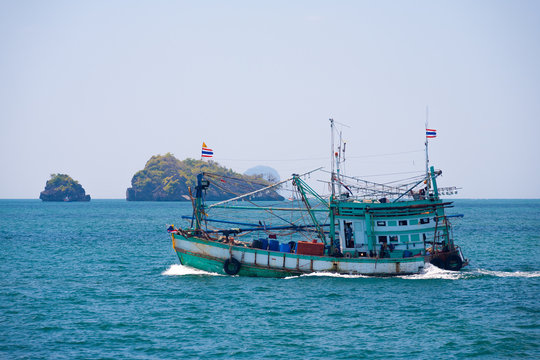 Thai Fishing Boat Open Ocean
