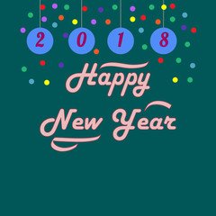 Happy New Year 2018 hand lettering on green background