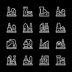 Set line icons of factory