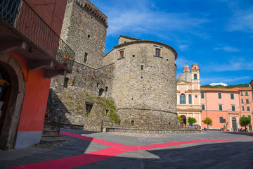 Fototapeta na wymiar Fieschi Castle in Varese Ligure, La Spezia province, Italy.