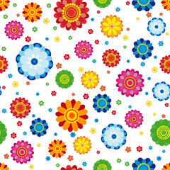 Floral pattern made in flowers on a white background, seamless illustration.