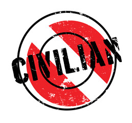 Civilian rubber stamp. Grunge design with dust scratches. Effects can be easily removed for a clean, crisp look. Color is easily changed.