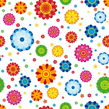Floral pattern made in flowers on a white background, seamless illustration. © Itana