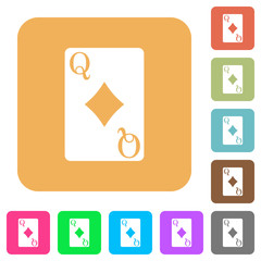 Queen of diamonds card rounded square flat icons