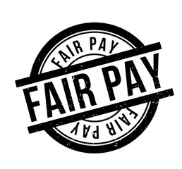 Fair Pay rubber stamp. Grunge design with dust scratches. Effects can be easily removed for a clean, crisp look. Color is easily changed.