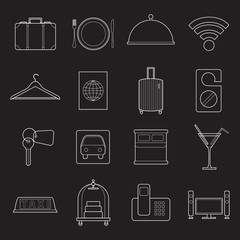 Set os simple modern hotel symbols line art  icons on white background - 169809505