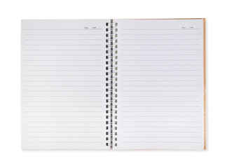 Open blank notebook on white
