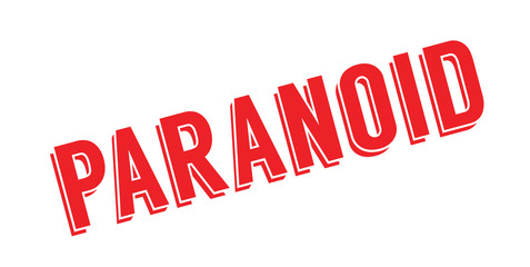 Paranoid rubber stamp. Grunge design with dust scratches. Effects can be easily removed for a clean, crisp look. Color is easily changed.