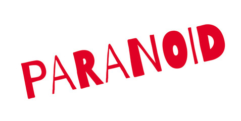 Paranoid rubber stamp. Grunge design with dust scratches. Effects can be easily removed for a clean, crisp look. Color is easily changed.