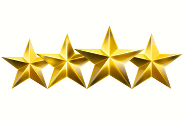 Four Golden Star award for game isolated on white Background. Star. Star Award. 3D illustration.