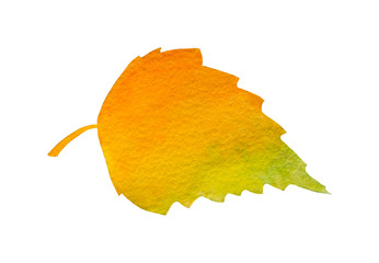 Naklejka premium autumn watercolor leaf on white background