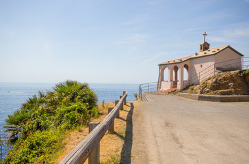 Chapel of Madonnina della Punta in Bonassola, La Spezia province, near 5 Terre, ligurian coast, Italy.