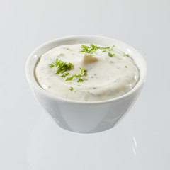 Small side dish of traditional Greek tzatziki