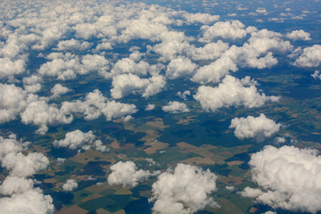 Beautiful cloudscape and landscape, view from above, natural background © kavunchik