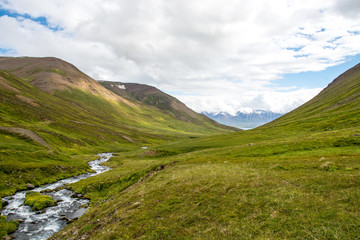 Fototapeta na wymiar beautiful mountain range and landscape near Dalvik in Iceland