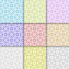 Geometric backgrounds. Set of colored seamless patterns