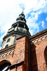 Fototapeta premium St. Peter's Church in Riga, Latvia. Medieval architecture, Gothic style building