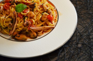 fresh italian pasta & seafood dish