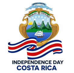 Naklejka premium Costa Rica independence day abstract background design coupon banner and flyer, postcard, symbol, logo, celebration vector illustration