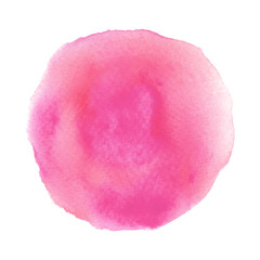 Fototapeta premium Pink round watercolor on white background