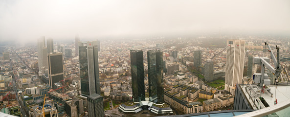 Fototapeta premium Frankfurt, Germany financial district aerial view.