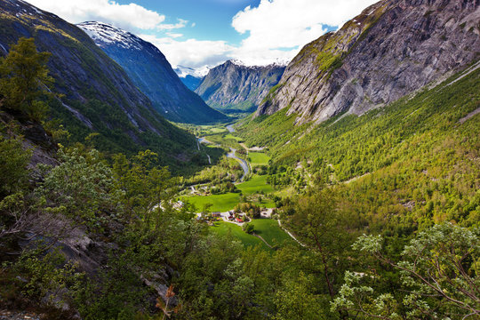 view on Eikesdalen valley from Aursjovegen road, Norway