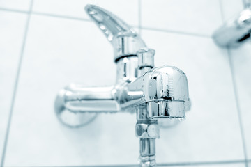 Water tap in bathroom