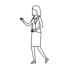 business woman faceless in jacket and skirt sketch silhouette in white background