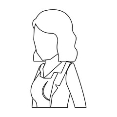 business woman faceless in jacket and half body and short hair sketch silhouette in white background
