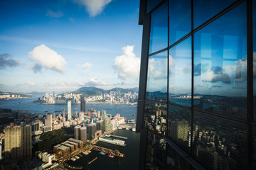 Hong Kong skyline view from Sky 100 observation deck, Hong Kong China