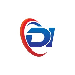 modern dynamic vector initial letters logo di with circle swoosh red blue