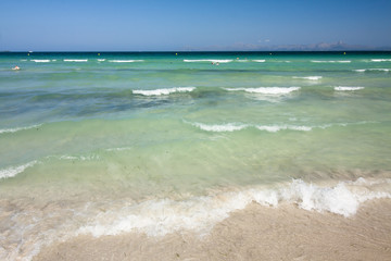 Beach of Mediterranean sea, Alcudia, Majorca, Spain.