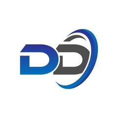 vector initial logo letters dd with circle swoosh blue gray