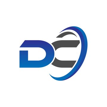 vector initial logo letters dc with circle swoosh blue gray