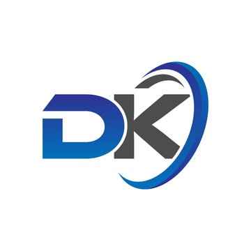 vector initial logo letters dk with circle swoosh blue gray