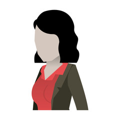business woman faceless in jacket and half body and short hair in white background