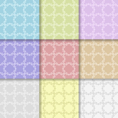Wallpaper set of multi colored seamless patterns with floral ornaments