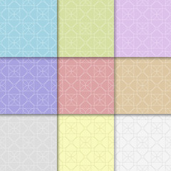 Collection of colored geometric seamless patterns