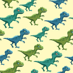 Seamless pattern with dinosaurs - tyrannosaurus.