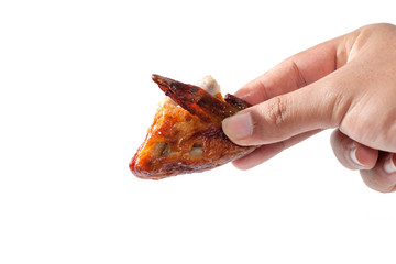 grilled wing chicken isolated on white background