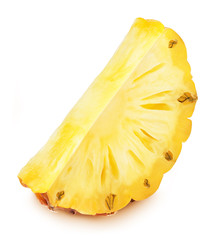 Slice of pineapple isolated on a white. Detailed retouch.