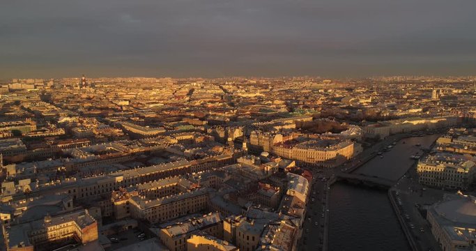 The roofs of St. Petersburg Aerial drone