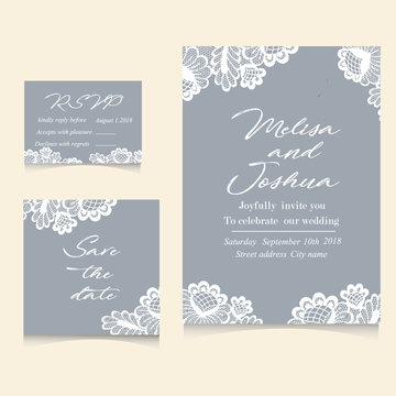 Templates Of Invitation Lace Cards For Wedding