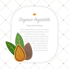 Colorful watercolor texture nature organic fruit memo frame almond