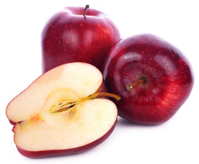 red apples isolated on white background closeup