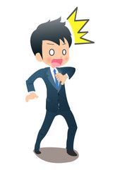 ショックをうけるスーツ姿の若い男性ビジネスマン