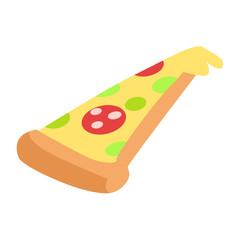Slice of Hand Drawn Appetizing Pepperoni Pizza