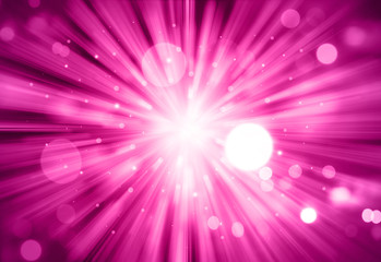 Dark Pink glitter sparkles rays lights bokeh festive elegant abstract background.