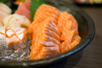 Special deluxe salmon sashimi set